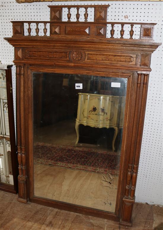 Late Victorian oak frame overmantel(-)